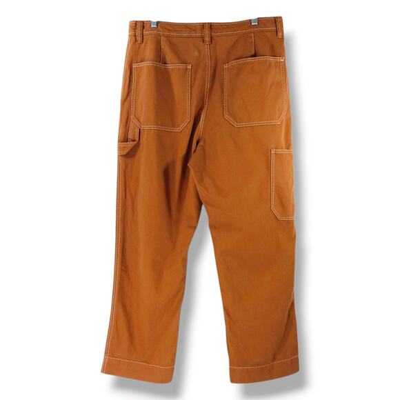 Gap Work-Force Carpenter Crop Pants 14 Summer Spice Brown Utility Canvas EUC - Picture 2 of 11